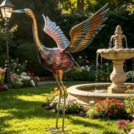 Simulation Iron Art Egret Ornaments Outdoor Pond Park Landscape Animal Bird Crane Iron Art Courtyard