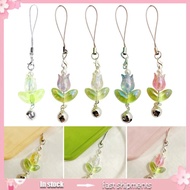 YOIOI Tulips Flower Bell Pendant Phone Charm Hangings Rope Cute Phone Chain Strap Bag Decoration Lan