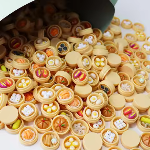 Mini Chinese Breakfast Food Toys Miniature Dim Sum Dumpling Pretend Play Food Set for Dollhouse Resi