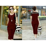 St Love Women's Suits Short Sleeve Latest Fashion K QP723 Maroon Polka Dot Suits