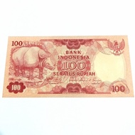 Uang Kertas Kuno Badak 100 Rupiah 1977 UNC