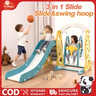 【Free Ball】Slide For Kid Playground Slide&Swing Set With Basketball Hoop Max 100kg Slide for Baby