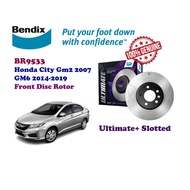 HONDA CITY GM2, GM6, TMO 2007-2019, T9A 2016-2021 BENDIX ULTIMATE+ SLOTTED FRONT DISC BRAKE ROTOR X 