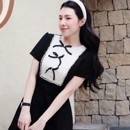 Gentle lady's dress, summer women's dress, short design dress with 3 bows and stones, form A 1245 (Z