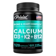 4 in 1 Calcium 600 mg with Vitamin D3 5000 IU K2 + B12 - Bone Strength Supplement - Heart & Bone Hea