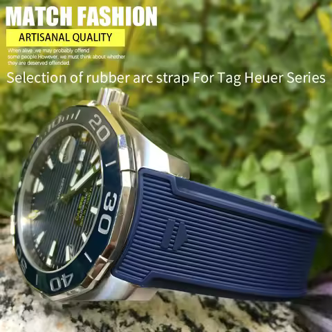 High Quality Natural Rubber Watchband 20mm 22mm Fit for TAG Watch Heuer Aquaracer 300 500 Diving Str