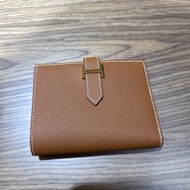 Hermes bearn 金棕金扣短夾