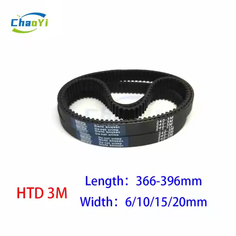 HTD 3M Closed Loop Rubber Timing Belt Length 366 369 372 375 378 381 384 387 390 393 396mm Width 6/1