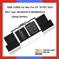 OEM A1820 for Mac Pro 15" A1707 2016 2017 year MLH32CH/A MLW82CH/A Laptop Battery