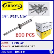 (200 PCS) R002-1 ARROW BLIND RIVET / RIVET NAIL (1/8" , 5/32" , 3/16") rivet rivets
