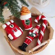 EMERAY Christmas Tree Pendant, Plastic Red&white Xmas Tree Hanging Bauble, Navidad Manual Painted Sa