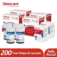 Sinocare Safe-Accu2 Blood Glucose Test Strips 200 Pcs and 200 Pcs Lancets Diabetes Test Kit （ suitable for Sinocare safe-accu2 glucometer ）
