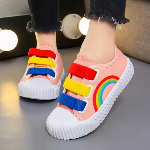 Children Shoe Canvas Shoe for Girl Causal Sneaker for Boy Kid Shoe for Girl Kid Kindergarten Rainbow