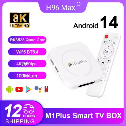 Android14.0 RK3528 Quad Core CPU H96MAX M1PLUS Smart TV BOX Wifi6 BT5.4 4K@60fps 8K Video Decoding 1