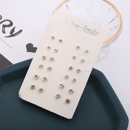 #100 Original# 12 Pairs set Earring Jewelry Simplicity Alloy Rhinestone Stud Earrings Set for Women