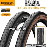 Continental 16 X 1.35 Contact Urban PureGrip Brown | Black Folding Tyre - 349 (1 Tire) No Retail Box