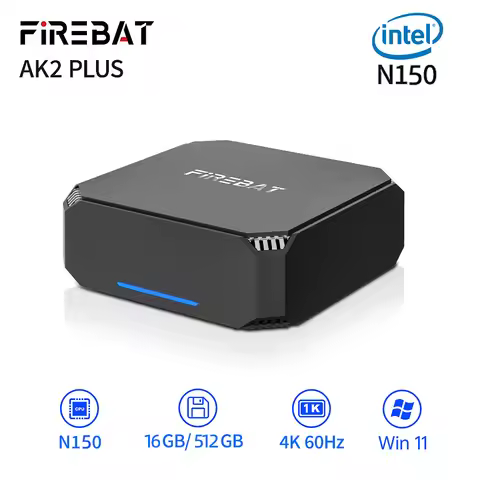 FIREBAT AK2 PLUS MiniPC Intel N150 N100 Dual Band WiFi5 BT4.2 16GB 512GB Desktop Gaming Computer Min