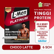 L-Men Platinum Choco Latte 6 sachet - 25g Whey Protein - 5,9g BCAA dilengkapi Creatine, L-Glutamine 