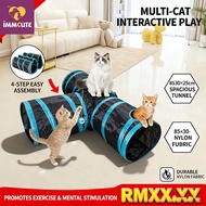 IMMCUTE Cat Hideout Pet Cat Tunnel Tube Toys 3 Way Collapsible Tunnels Cats Kitty Bored Peek Hole To