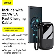 Baseus Qpow Digital Display quick charging power bank 20000mAh 22.5W (With Type C Cable) powerbank fast charging for Huawei, Huawei Mate40 will be charge to 50% in 30 mins
