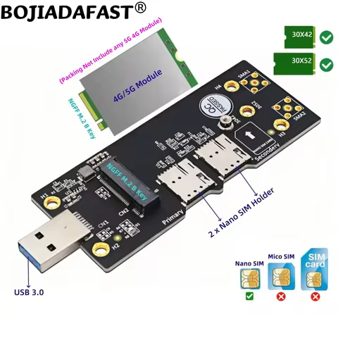 USB 3.0 Connector To NGFF M.2 M2 Key-B Wireless Module Adapter With 2 NANO SIM Card Holder For 5G 4G