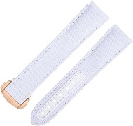 20mm New White Nylon Fabric Watchband Fit For Omega Strap For AT150 Seamaster 300 Planet Ocean De Ville Speedmaster Curved End Watch Band