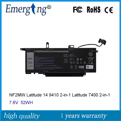 Emerging Laptop Battery for Dell Latitude 7400 7270 9410 E7260 E7270 0C76H7 2-in-1 Series NF2MW 7.6V