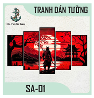 TRANH DÁN TƯỜNG SAMURAI SIÊU NÉT BỘ 5 TẤM DECOR DÁN TƯỜNG FOMEX CÓ KEO 3M CÓ SẴN