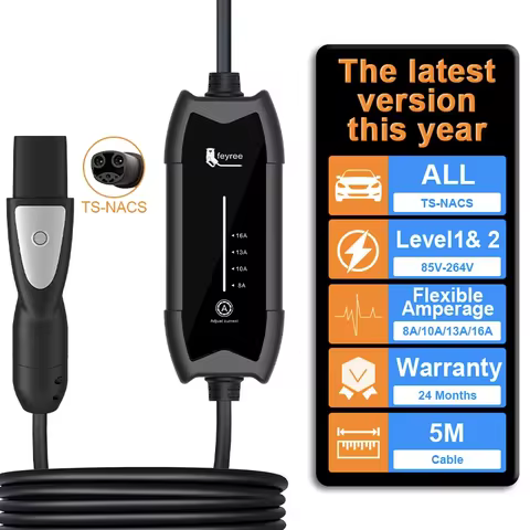 feyree Portable EV Charger 3.5KW 16A 1Phase Adjustable Current Fast Charging with TS-NACS Charger Pl