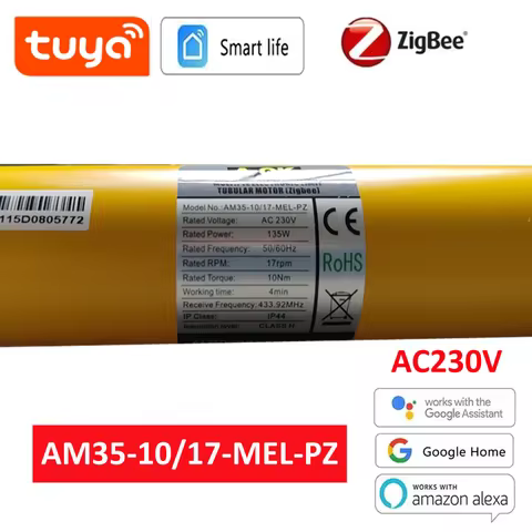 A-OK AM35 10/17 Smart Rolling Tubular Motor,RF433 Remote+Tuya Zigbee App,for 40mm/45mm/47mm/50mm Tub