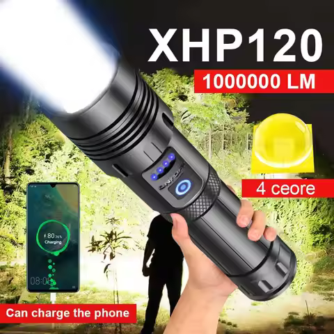 Super XHP120 Powerful Led Flashlight XHP90 High Power Torch Light Rechargeable Tactical Flashlight 1
