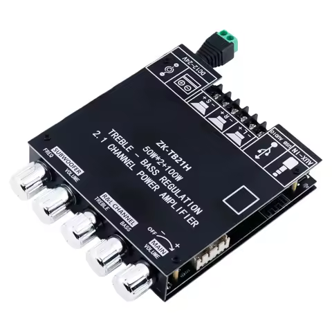 BT 5.1 Subwoofer Power Amp 50W X 2 +100W Digital Audio Amp Module BT AUX USB Input ZK-TB21H 2.1CH fo