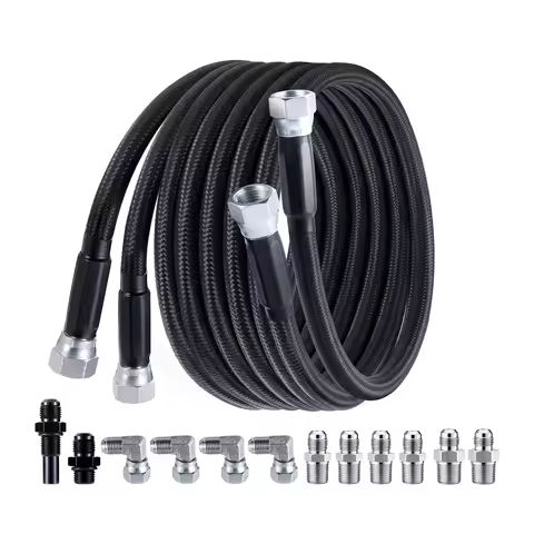 AN6 Stainless Steel Braided Transmission Cooler Line Kit for GM 4L60E/4L80E/TH350/TH400/700R4 & Ford