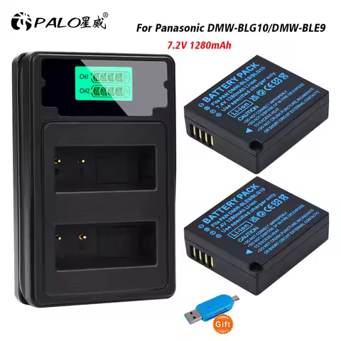 PALO 1280mAh DMW-BLG10 BLG10 BLG10E DMW-BLE9 Battery + LCD Dual USB Charger for Panasonic LUMIX GF3 