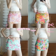 Low-waisted LINEN FLOWER summer beach skirt - 1807 Studios