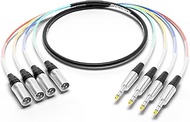 PRORECK 6ft Snake Cable, 4-Channel Shielded Audio Cable 1/4'' TRS to XLR Male, with Color-Marked Con