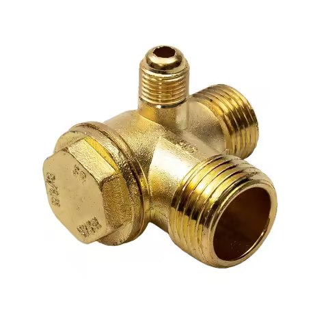 1 Pcs New Air Compressor Check Valve 3-Port Zinc Alloy Brass Male Thread Check Valve Connector Tool 