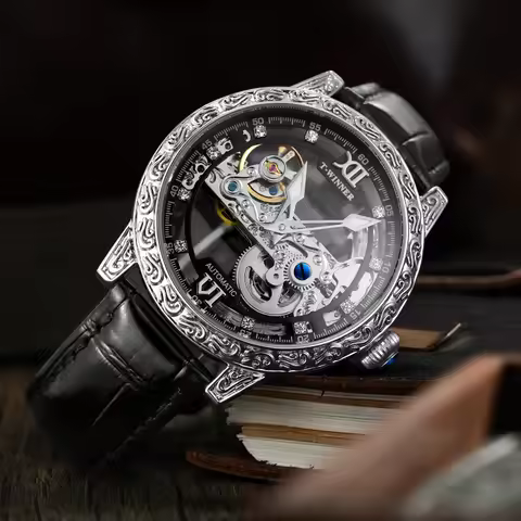 High-end Luxury WINNER Fashion Man Watches Steel Skeleton Automatic Movement Mechanical Clock Waterp