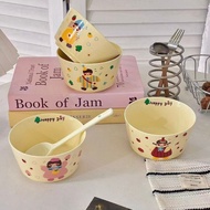 Cartoon Ceramic Bowl Set Cute Breakfast Bowl Couple Bowl Tableware Creative Dessert Bowl
