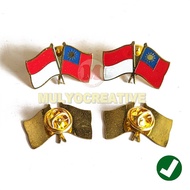 Cross Flag Pin Indonesian and Taiwan Friendship Flag Pin