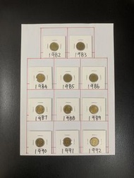 （英女皇壹毫一套）香港硬幣英女王伊利沙伯二世女皇一毫Government of Hong Kong Queen Elizabeth ll 1982-92 $0.1