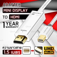 Qtech - รับประกัน 1 ปี - สายสัญญาณ 4K 2K Mini DP to HDMI เชื่อมต่อ สาย สัญญาณ อุปกรณ์ โน๊ตบุ๊ค กับทีวี - Converter Mini Display Port to HDMI Adapter 4K 2K