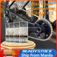 VG Sports Half Hollow Bike MTB Chain 8 /9 Speed/10 /11 Speed BIke chain for mtb Golden Silver Chain