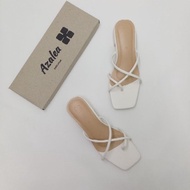 Azalea Veronica In White 1inch & 1.5 Inch Heels Leather Sandals