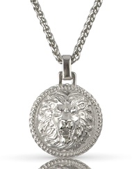 Men's Lion Pendant with Adjustable 21" Necklace Wheat Chain | Aslan | Design-led, artisan jewellery