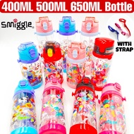 400ml 500ml 650ml Smiggle Water Bottle With Straw Kids Cartoon Drinking Bottle BPA Free Smiggle Bottle Botol Air Smiggle