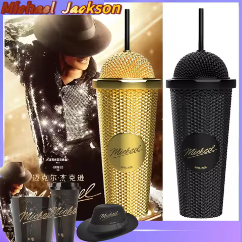 Michael Jackson Superstar Road Movie Merchandise Microphone Cup Water Bottle Hat Shaped Popcorn Buck