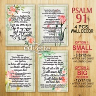 PSALM 91 - 4pcs POSTERS w/ THICK CHIPBOARD (BIG - 12X17 inches or SMALL 8.50X12 inches) NO FRAME |