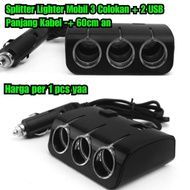 Splitter lighter car charger plug 3 holes plus 2 usb car charging plug Splitter car charger 3 slots 