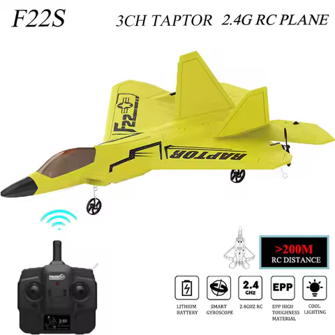 Newest F22S 2.4G 3CH RC Airplane Raptor F22 Warplane WLtoys A180 Upgrade Version LED Light With Gyro